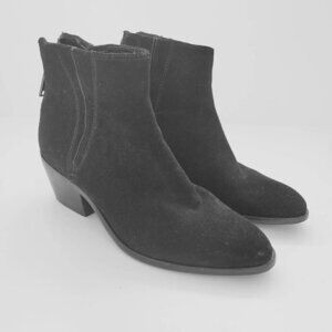 Calvin Klein Womens Ankle Boots Booties Black Block Heels Almond Toe Zip 7 New